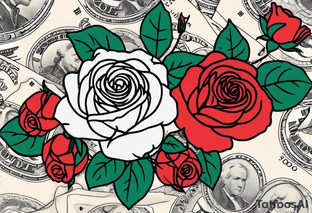 The flowers are money roses on American bills. tattoo idea