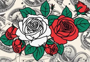 The flowers are money roses on American bills. tattoo idea