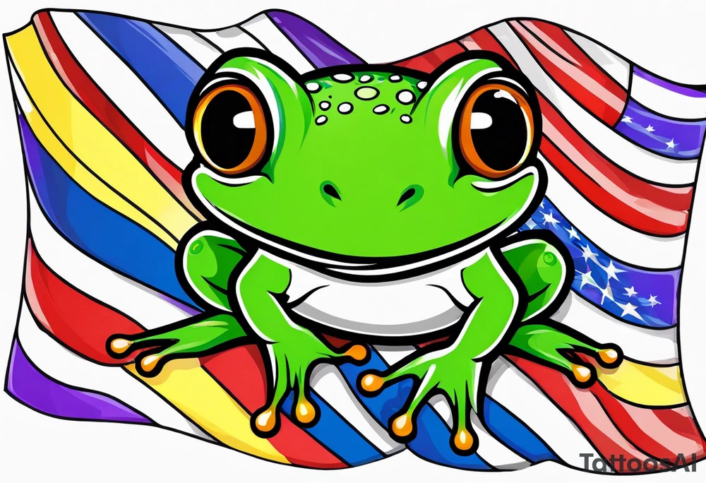 cute frog pride flag tattoo idea