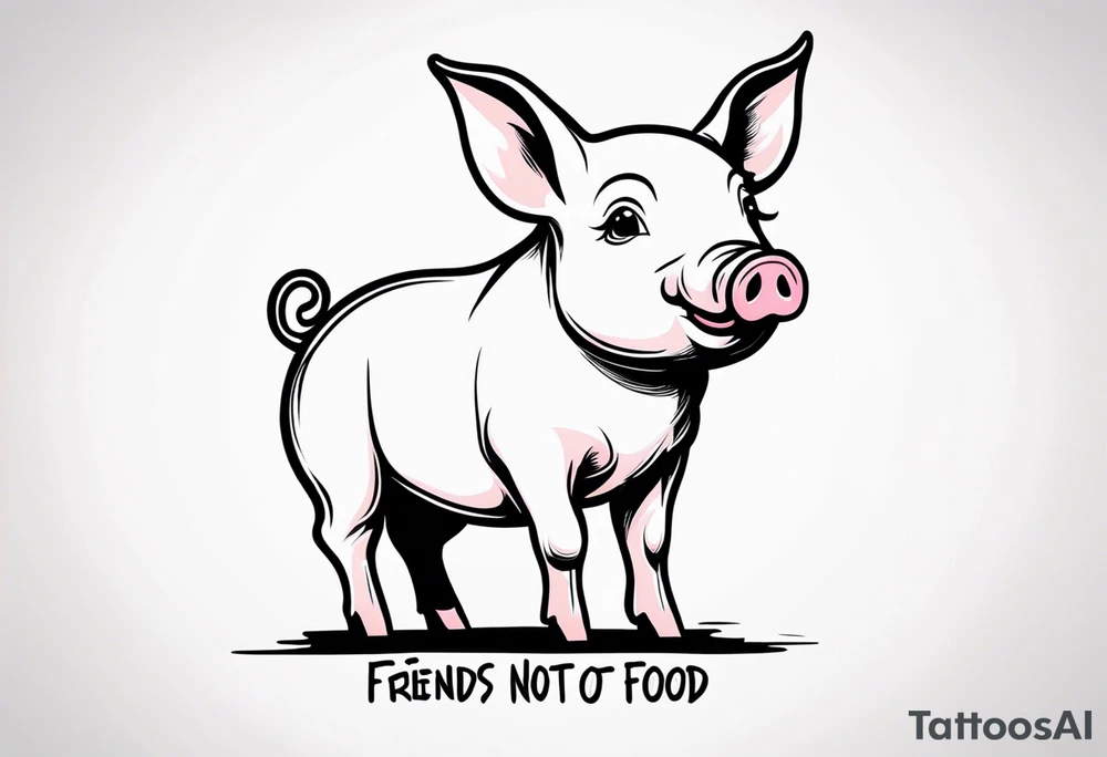 cute pig or piglet.
with text: "friends not food" tattoo idea