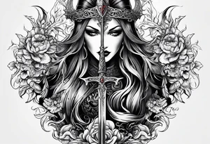 the goddess nemesis sword scary blood hell tattoo idea