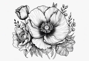 Poppy and larkspur tattoo idea