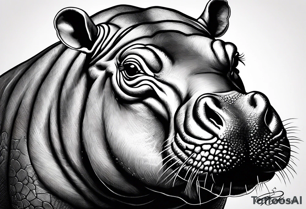 Baby hippo playing tattoo idea
