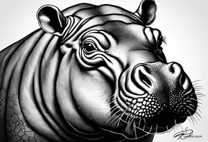 Baby hippo playing tattoo idea