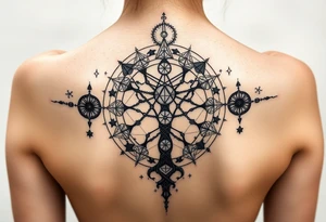 Sephiroth tree tattoo with sacred geometry and cosmic elements 10 Sephiroth Kabbala tattoo idea