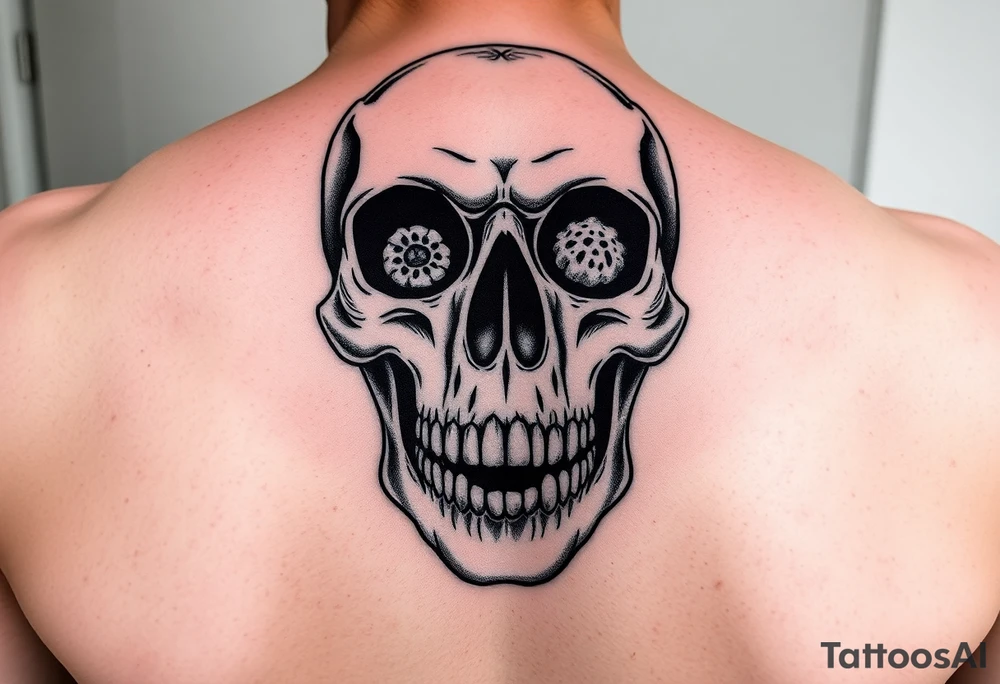 skull with The Last Of Us' fungus out of its eyes tattoo idea