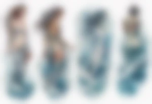a tall see-through woman covered with water, sitting upon a wave tattoo idea