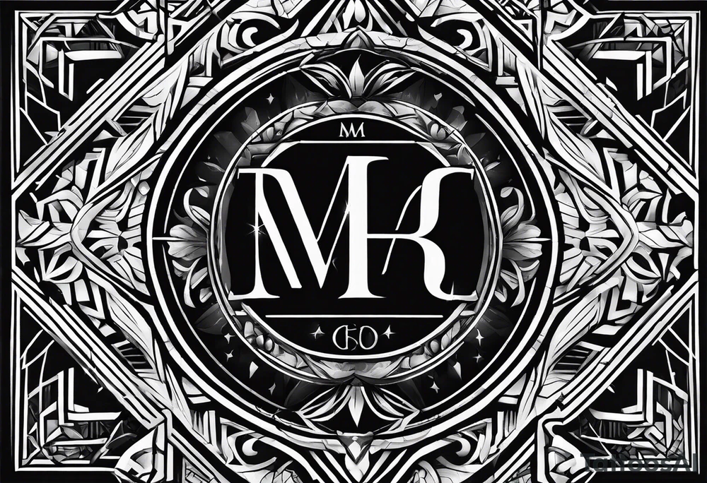 profile picture
Geometric monogram black and white tattoo using all the letters in STEVE and BREANNA in large block lettering tattoo idea