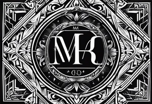 profile picture
Geometric monogram black and white tattoo using all the letters in STEVE and BREANNA in large block lettering tattoo idea
