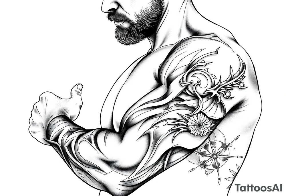 Computer code software developer, father of 6, masculine , strength, overcome, Libra, tattoo idea