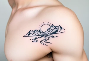 mountains. river and sunrise, tattoo idea