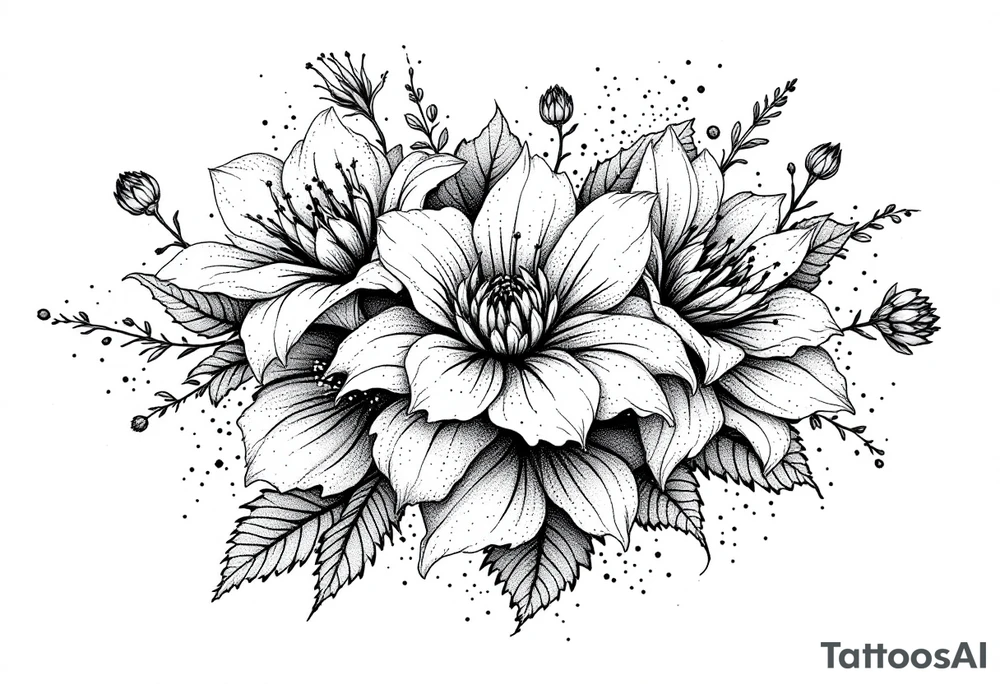 bouquet of flowers tattoo idea