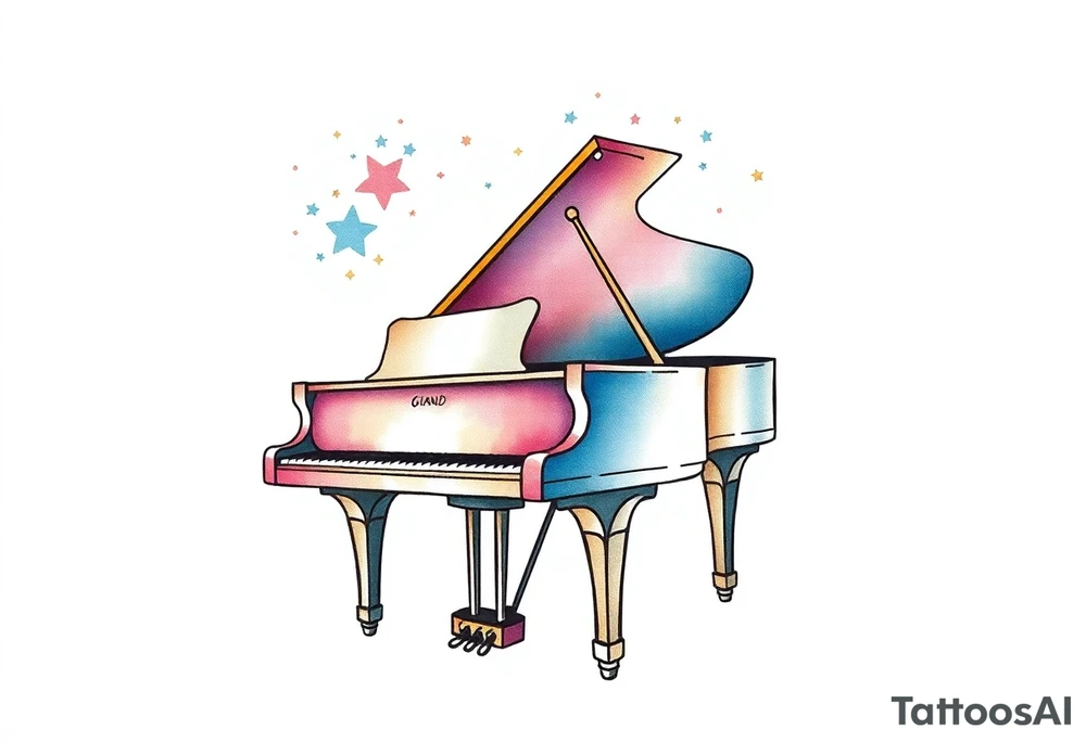 a grand piano under the stars tattoo idea