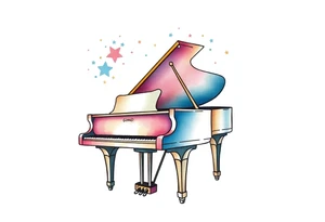 a grand piano under the stars tattoo idea