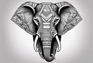 Elephant head made of lego blocks tattoo idea