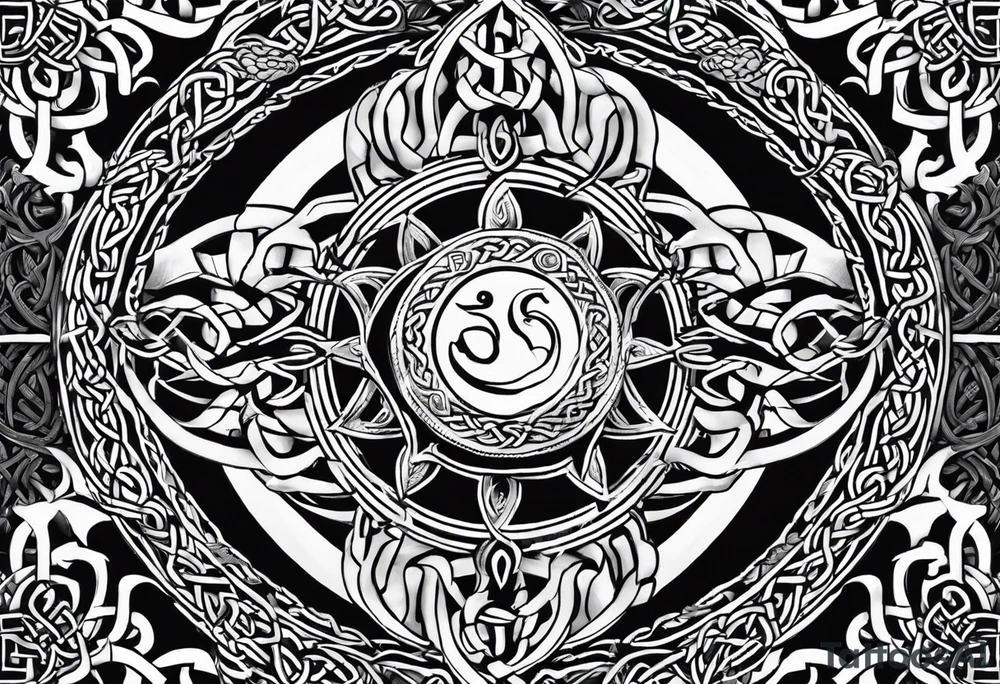 A Celtic styled sun with a snake tattoo idea