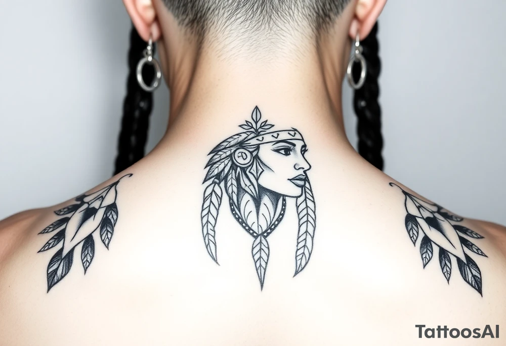 Female Native American woman tattoo idea