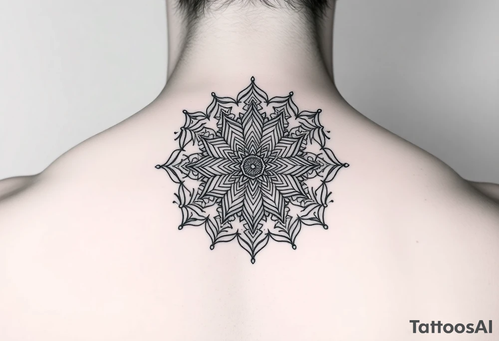 intricate mandala with sacred geometry and cosmic elements tattoo idea