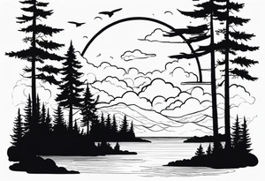 The sky that is an ocean with a forest below tattoo idea