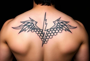 Tattoos with lightning and honeycomb pattern tattoo idea