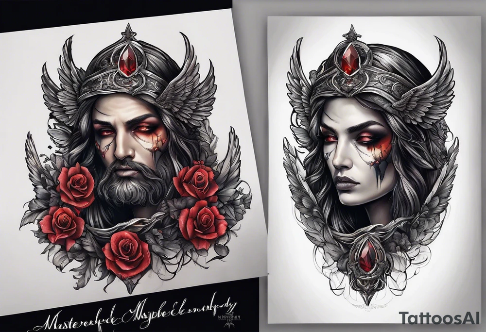 portrait of the biblical angel of death tattoo idea