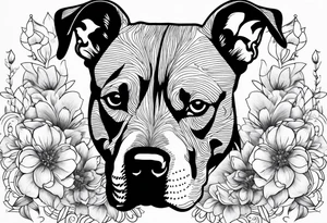 Brindle pitbull flowers tattoo idea