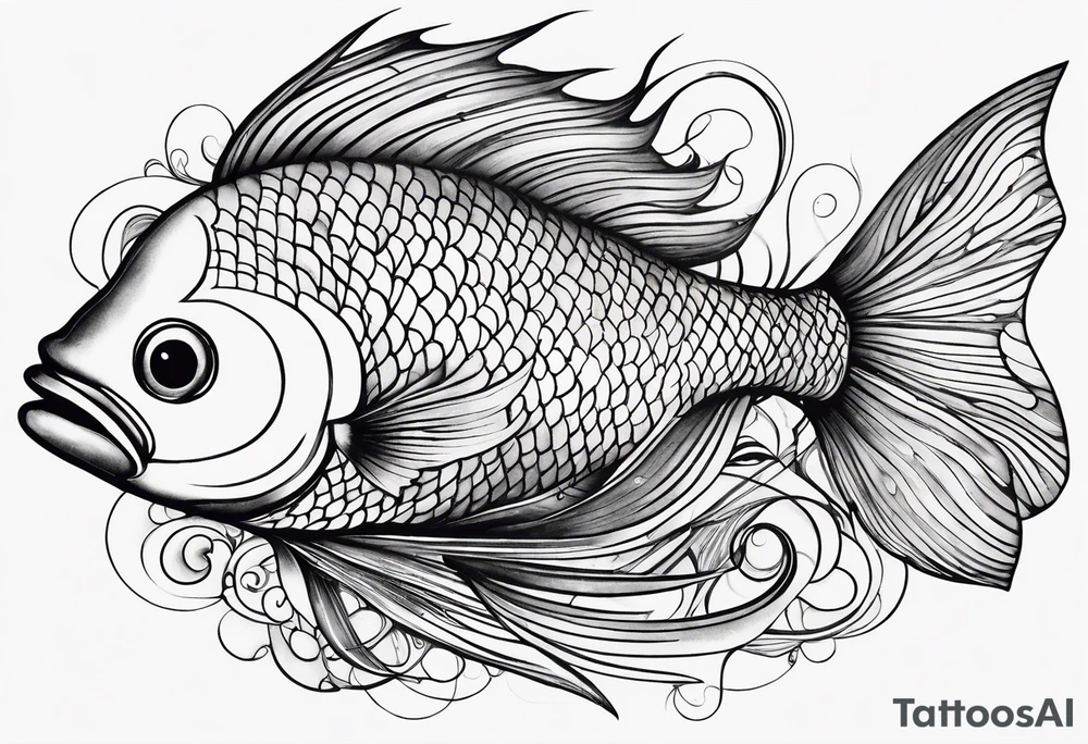 A fish with a beautiful tail, with graceful movement. tattoo idea