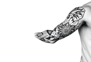 bold line shaman and witch style tattoo idea
