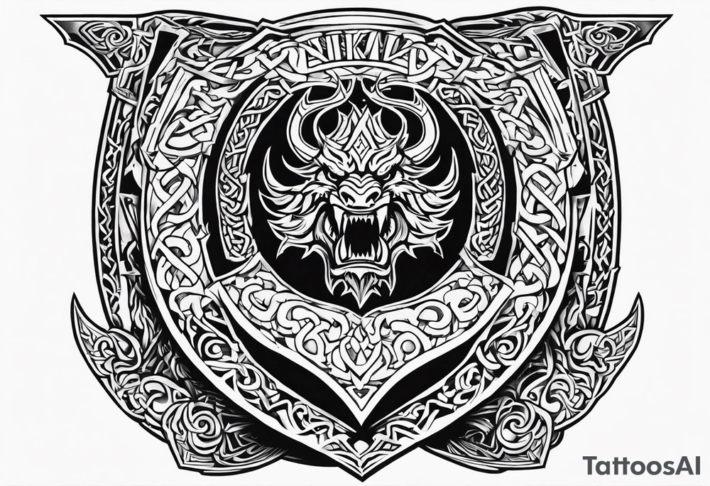 Viking sword Valhalla dragon shield tattoo idea