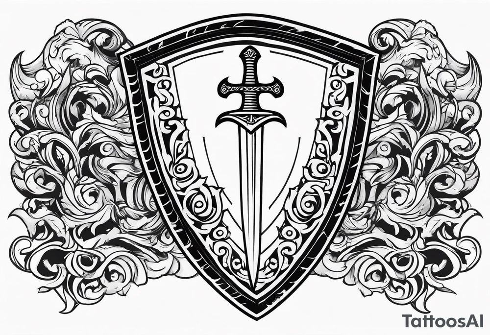 Valhalla shield sword tattoo idea