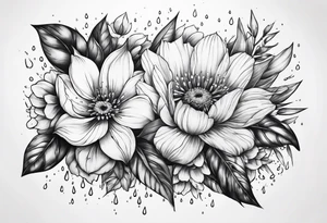 Lightning rain into flowers tattoo idea