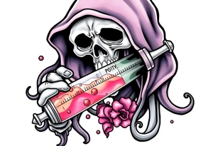 Syringe full of meth potion makes reaper superpowerful tattoo idea