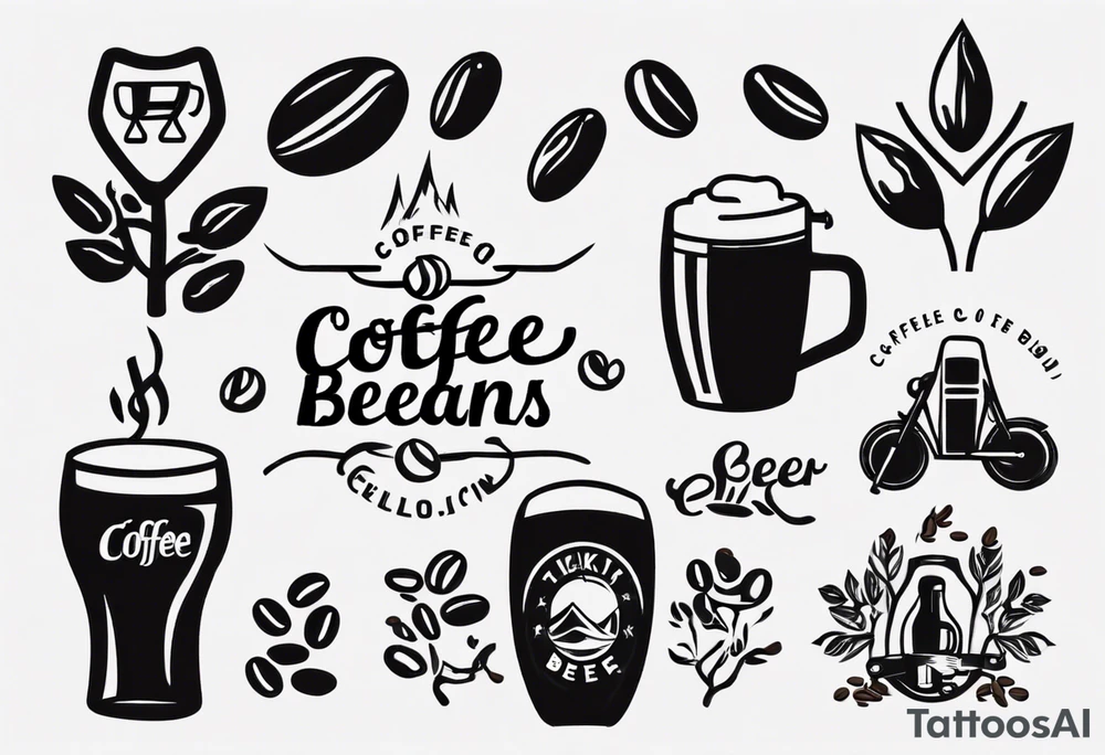 coffee beans, hiking, cycling, beer, gym tattoo idea