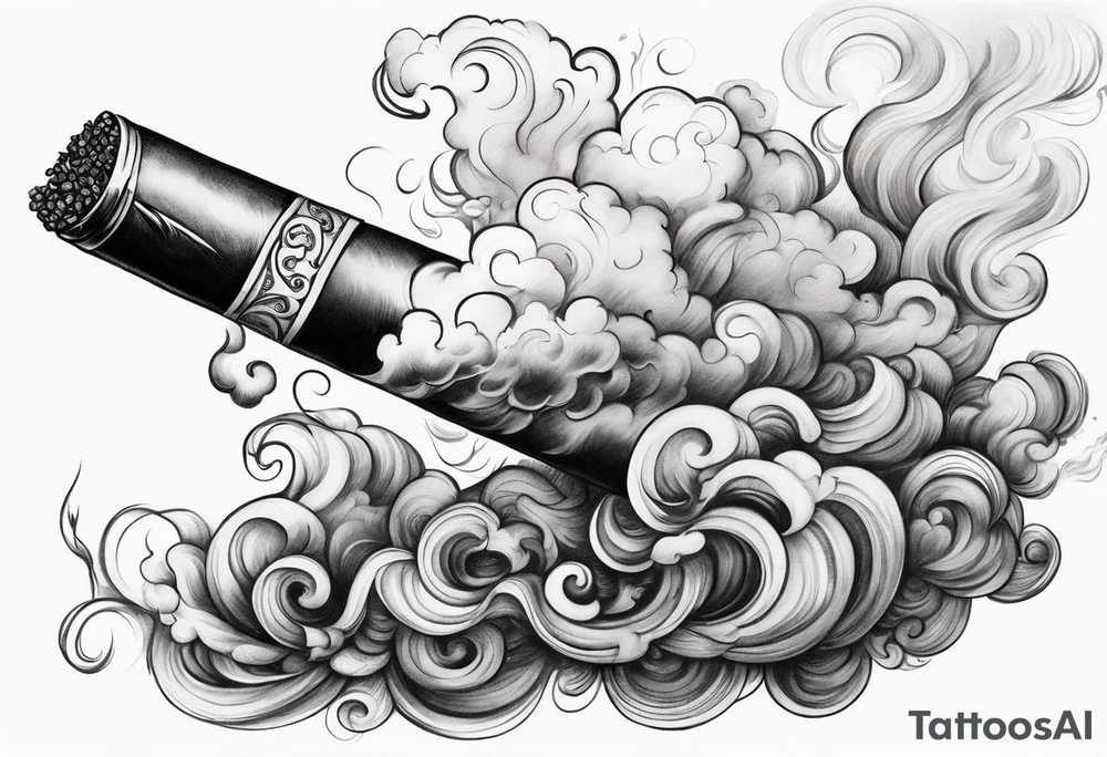 Draw me black smoke coming out of a cigarette tattoo idea