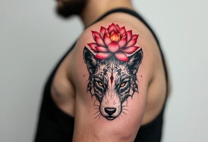 animal and lotus (make red and black) tattoo idea