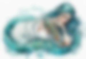 A beautiful undine with turquois scales wearing a white robe, laying on the shore tattoo idea