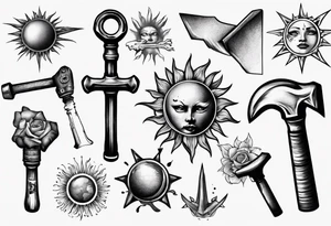 Sun hugs a hammer tattoo idea