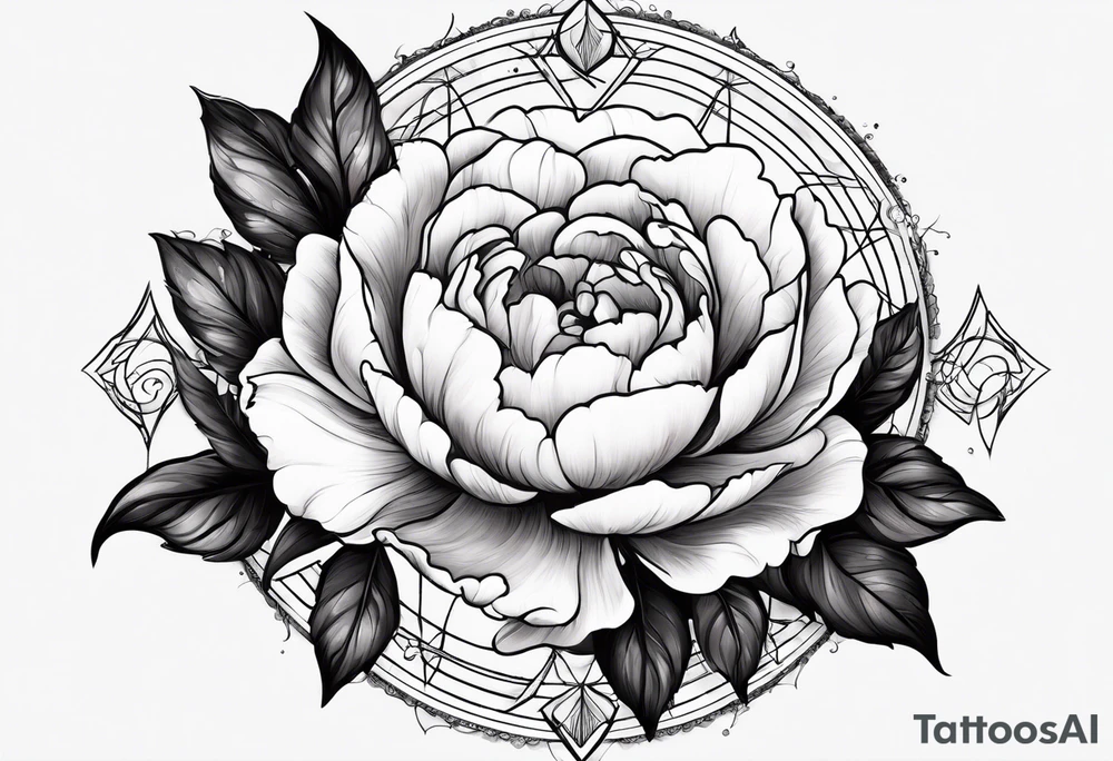 I would like a tattoo based around my My natal chart. I am a libra son, Leo Moon and Sagittarius rising. I would like to Incorporate of floral design, specifically , peonies Or roses. I also like geometric designs, and I would like to have vines included. tattoo idea
