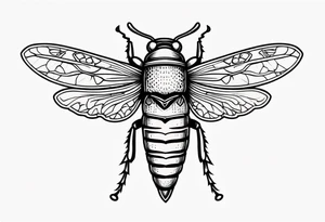 Cicada stippled and shaded with sword going through it tattoo idea
