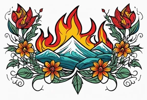 tongue of fire
old school vintage simple traditional design with vintage flowers surrounding
bold color simple tattoo idea