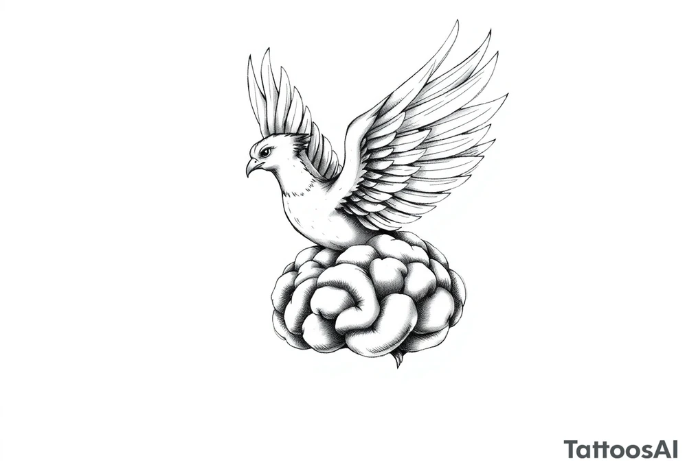 phoenix flying out of a brain tattoo idea