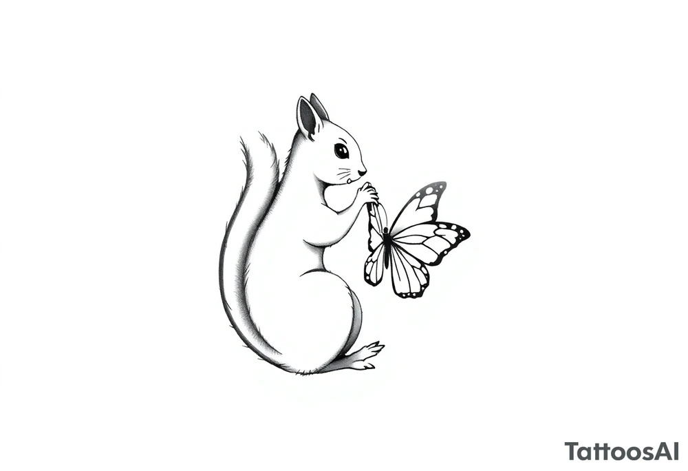 Squirrel kissing butterfly tattoo idea