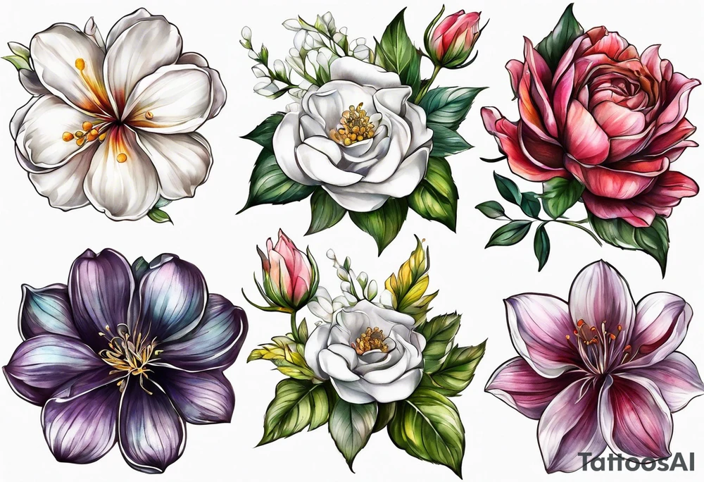 Birth flower February, march, September and December spine tattoo tattoo idea