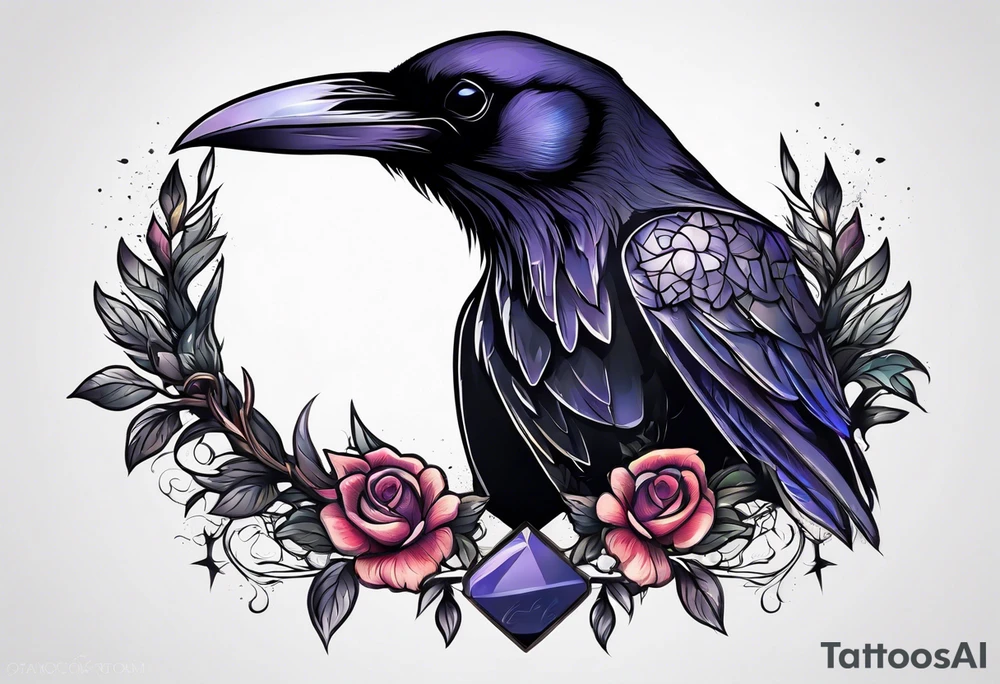 Raven skull tattoo idea