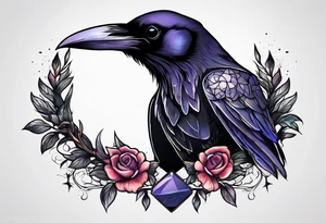 Raven skull tattoo idea