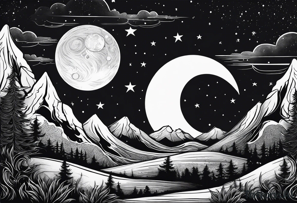 moon and sky tattoo idea