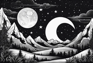 moon and sky tattoo idea