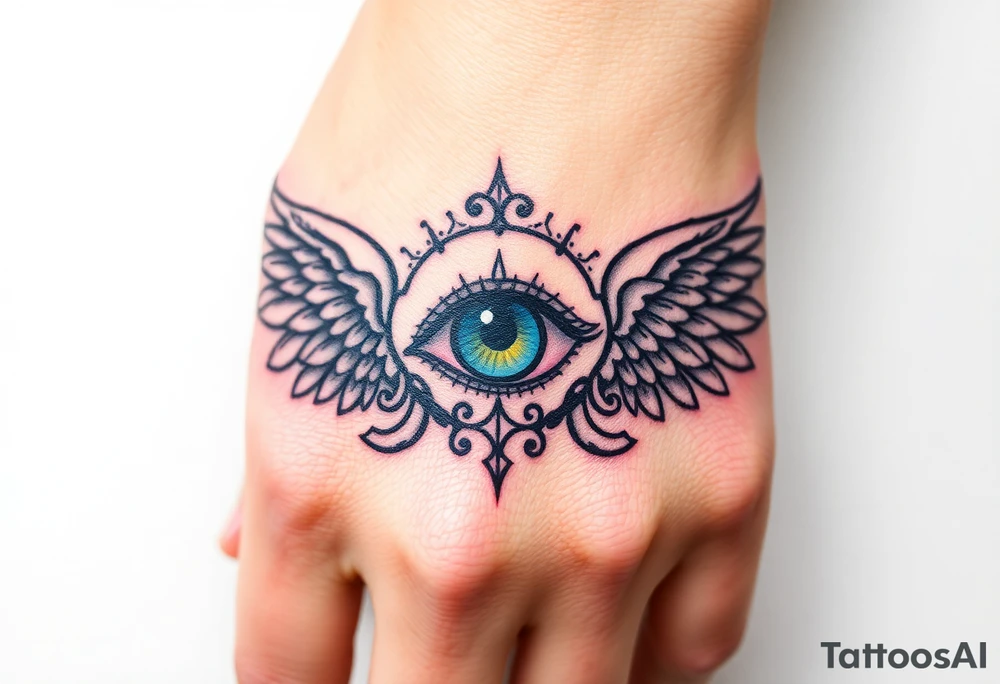 Slave bracelet style, beautiful eye, symbolism, wings tattoo idea