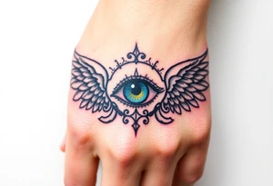 Slave bracelet style, beautiful eye, symbolism, wings tattoo idea