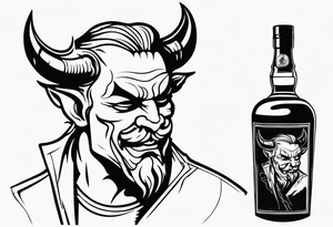Devil with whiskey botttle tattoo idea